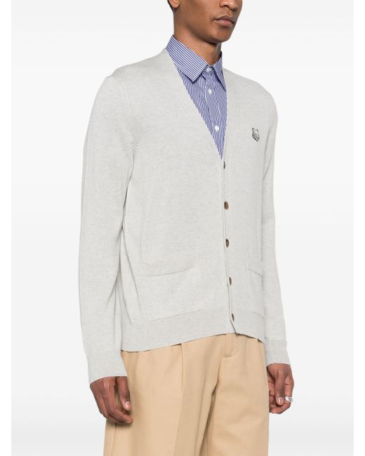 Maison Kitsuné Bold Fox Head Wollcardigan in White für Herren