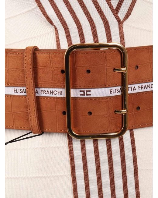Elisabetta Franchi Pink Abito Di Maglia Con Cintura