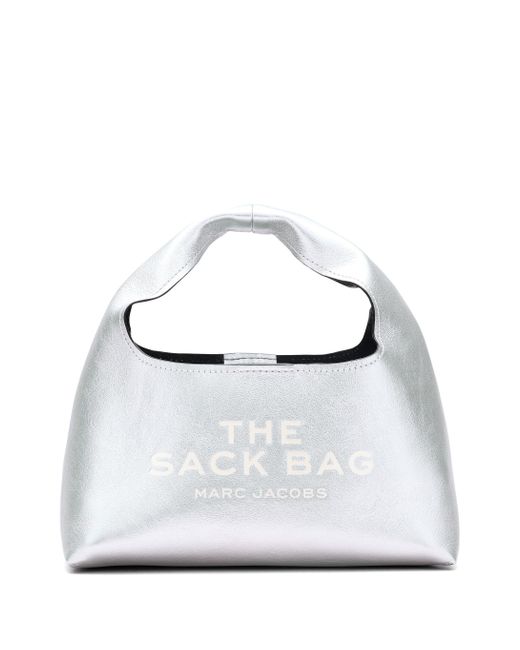 Marc Jacobs White Metallisches Leder Mini Sack Tasche