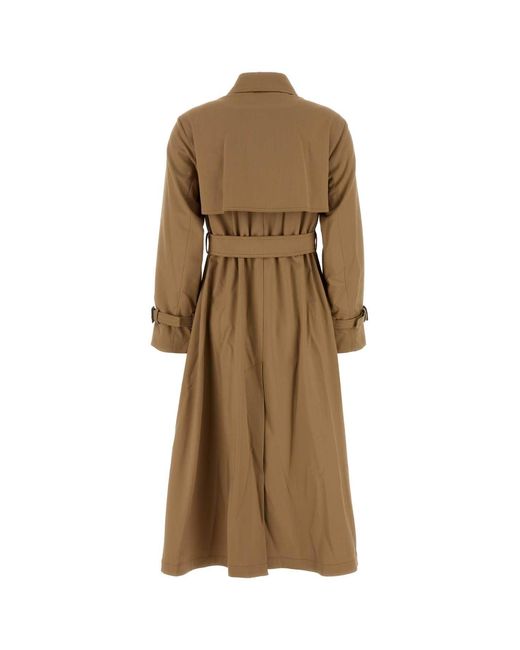 Weekend Natural Stretch Polyester Blend Fauto Trench Coat