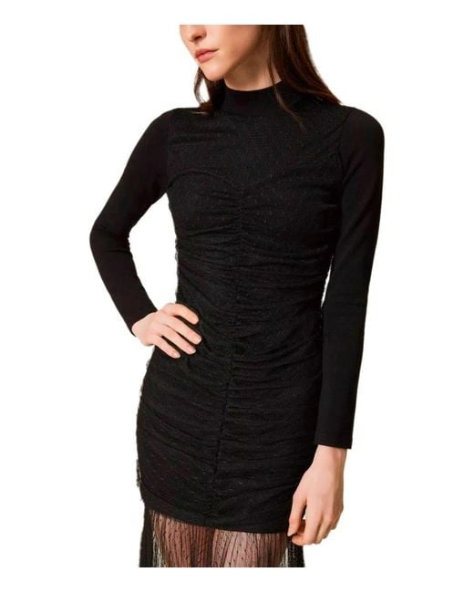 Twinset Black Plumetis Long Dress