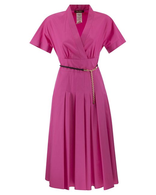 Max Mara Studio Alatri Gekruist Poplin -jurk in het Purple
