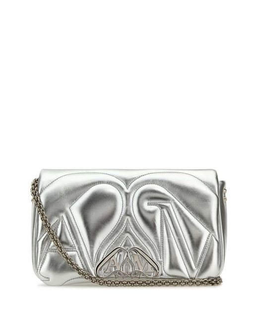 Alexander McQueen Gray Leather Small Seal Shoulder Bag