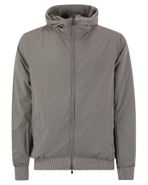 Herno Gray Reversible Padded Wool Bomber Jacket for men