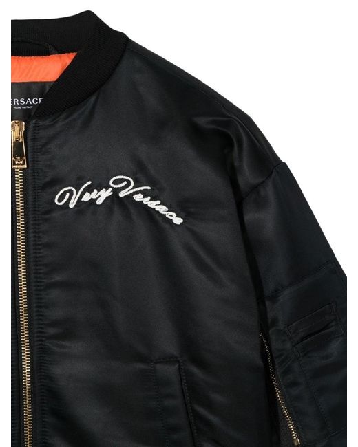 Versace Black Mini Embroidered Bomber Jacket