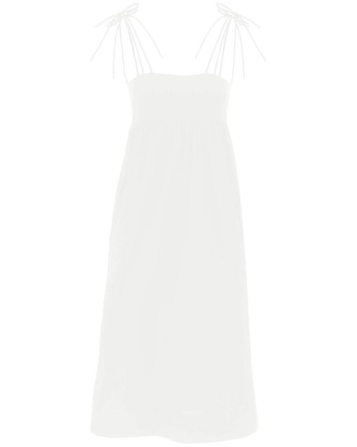 Ganni Cotton Poplin Midi -jurk In in het White