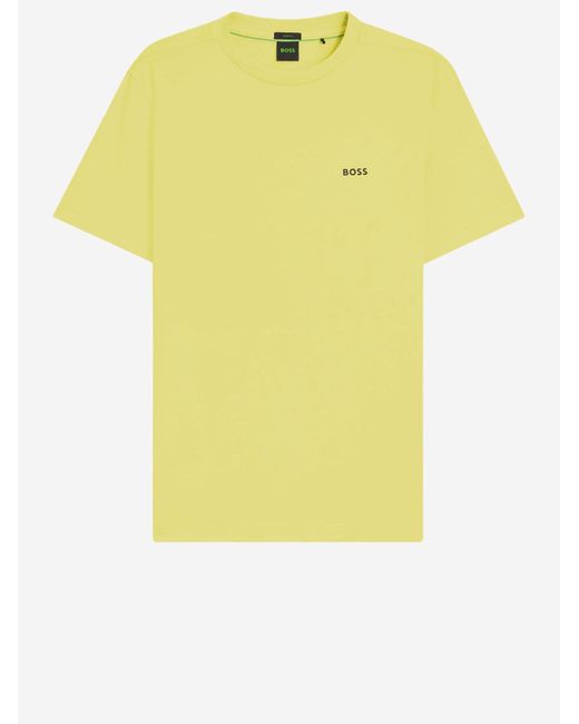 Boss Yellow Stretch Cotton T Shirt With Logo for men