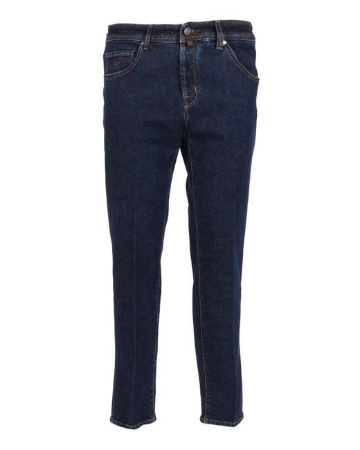 Jacob Cohen Blue 5-Pkt Cropped Slim-Fit Pants Scott for men