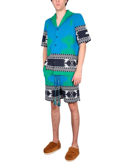 Alanui Blue Piquet Bermuda for men