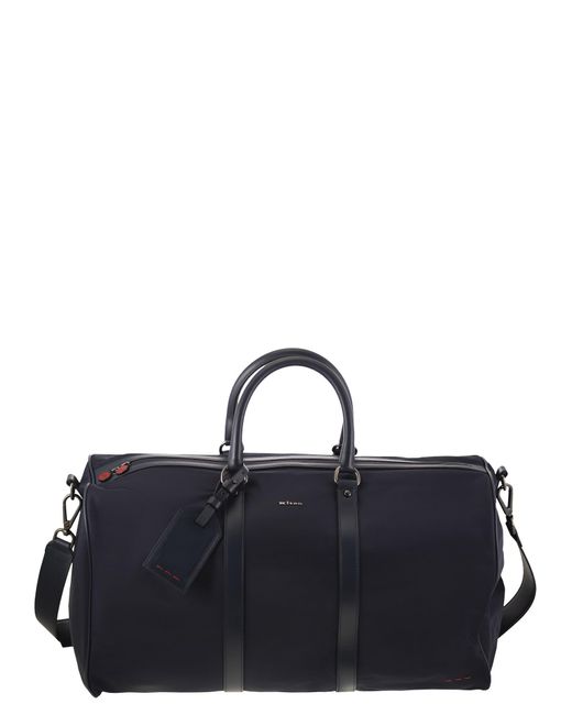 Bolso de lona con inserciones de cuero Kiton de hombre de color Black