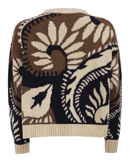 Weekend by Maxmara Black Wkdcelebre Patterned Cotton Crew Neck