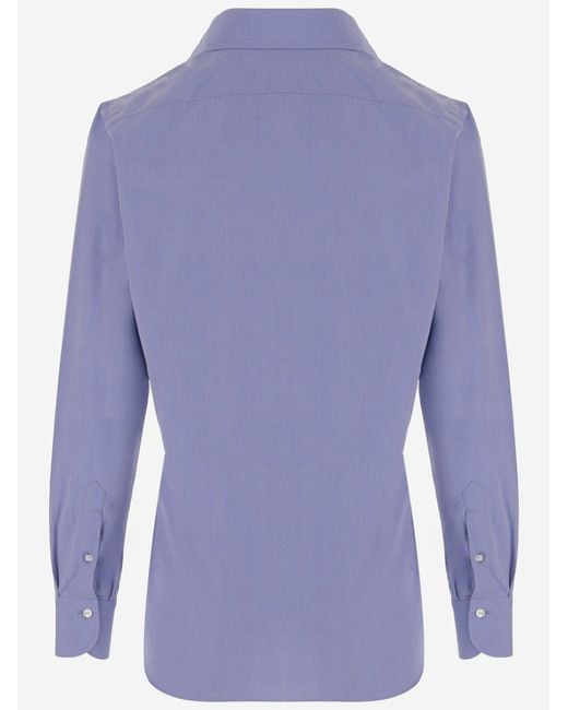 Finamore 1925 Blue Classic Collar Cotton Shirt