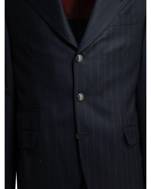 Brunello Cucinelli Black Formal Pinstripe Suit for men