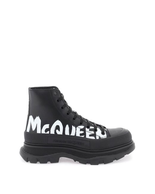 Alexander McQueen Graffiti Print Leather Ankle Boots For Ss23 in Black for Men Lyst UK