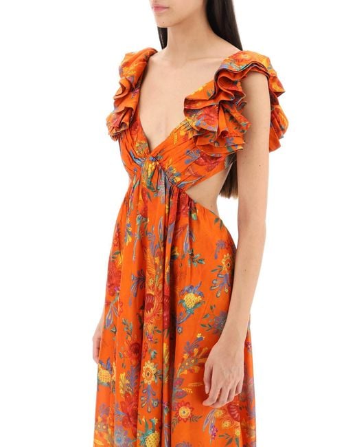 Zimmermann Orange 'Ginger' Kleid mit Ausschnitten
