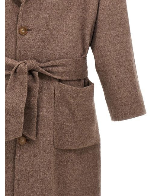 Etro Brown Single-Breasted Wool Coat for men