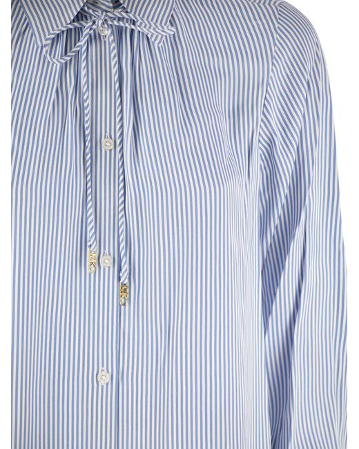 Shirt Viscose à rayures avec fixation avant Michael Kors en coloris Blue