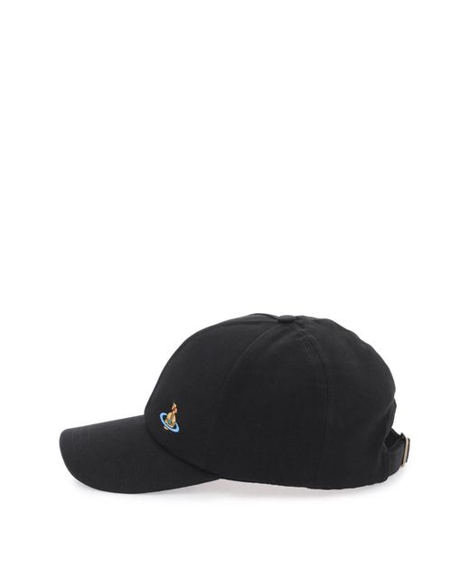 Uni Color Baseball Cap con bordado de orbe Vivienne Westwood de color Black