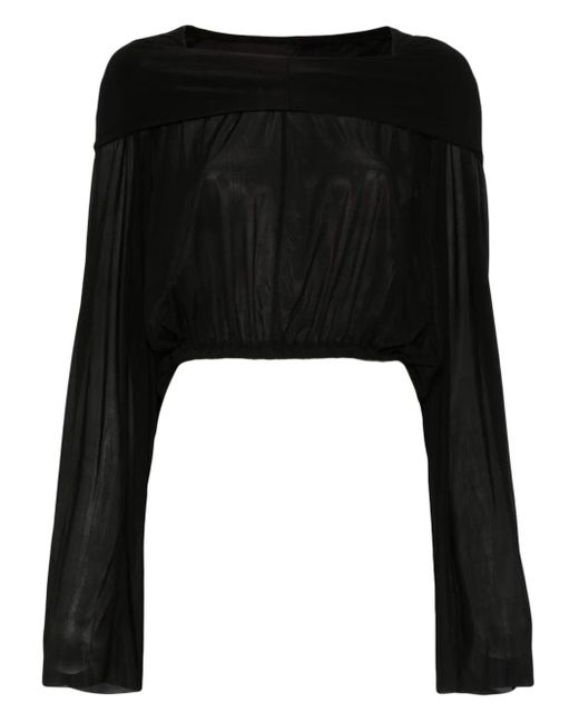 Rick Owens Tops ,Zwart ,Zwarte Dolman Mouw Semi-Transparante T-Shirt in het Black