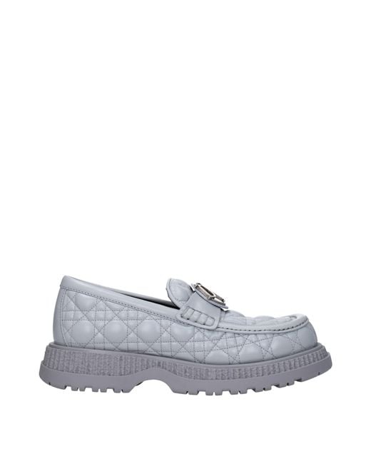Dior Gray Buffalo Loafers Leather