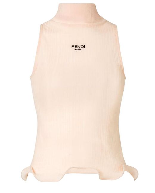 Fendi Natural Tops With Logo