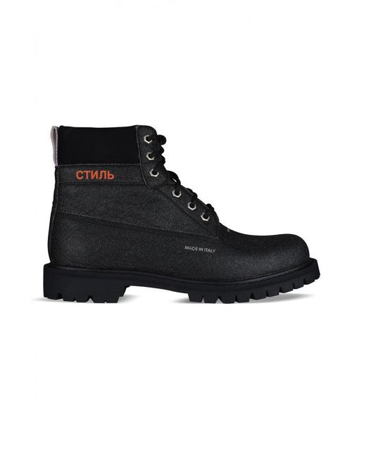 Heron Preston Black Lace-Up Worker Ankle Boots for men