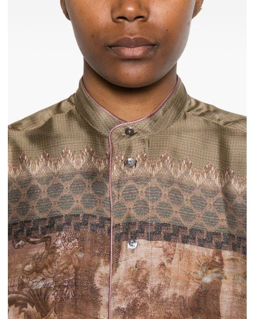 Pierre Louis Mascia Natural Printed Silk Shirt