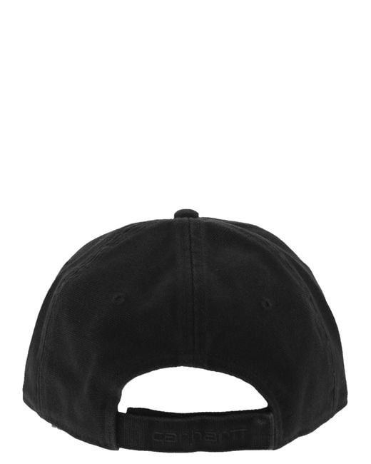 Carhartt Black Cotton Canvas Baseball Cap With Front Logo