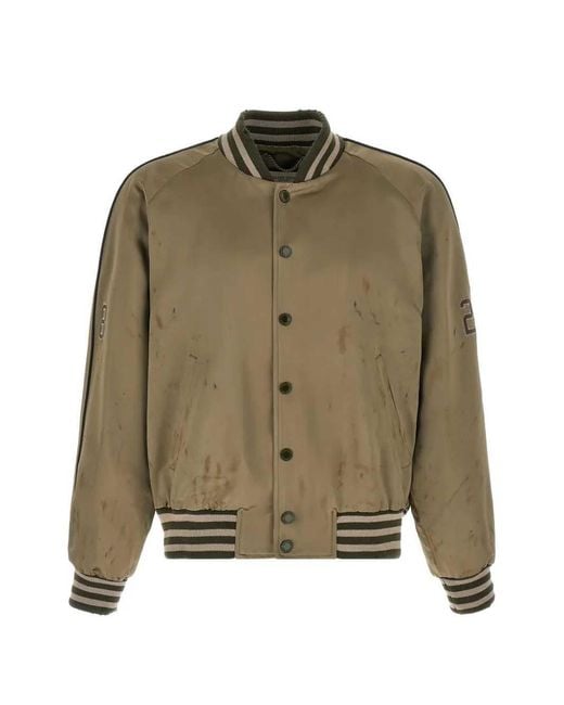 Golden Goose Deluxe Brand Green Ourney Panfilo Bomber Jacket With Satin Knit Details