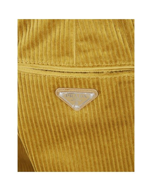 Prada Yellow Pinwale Corduroy Trousers for men