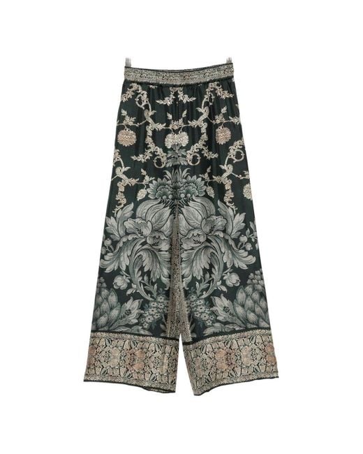 Pierre Louis Mascia Green Printed Silk Trousers