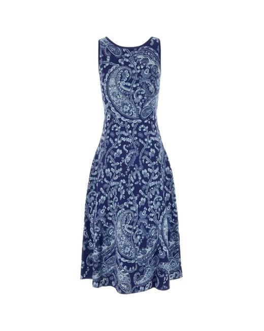 Etro Blue Embroidered Knit Dress