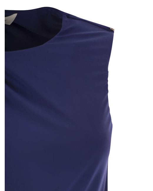 Sportmax Blue Nulble Saited Jersey Kleid
