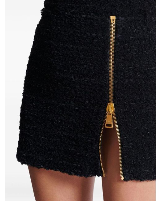 Balmain Tweed Mini Rok in het Black