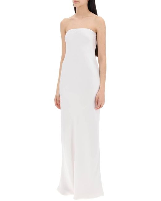Norma Kamali Long Satin Crepe -jurk in het White