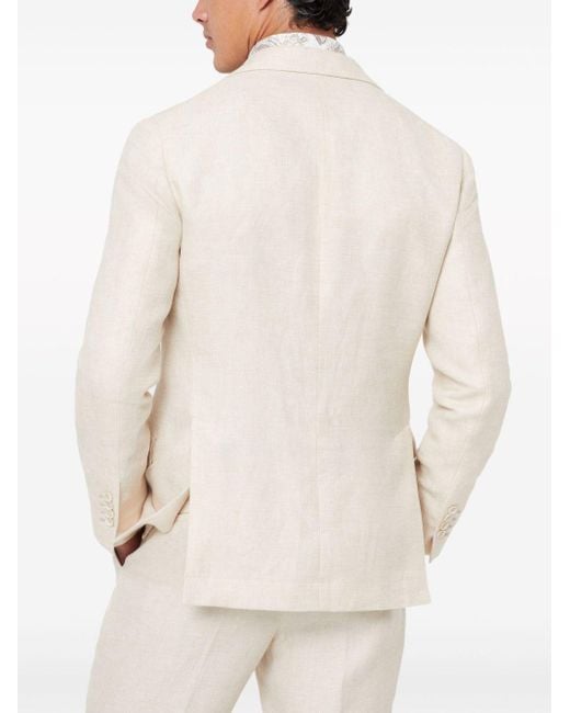 Brunello Cucinelli Natural Cotton And Linen Single-Breasted Jacket for men