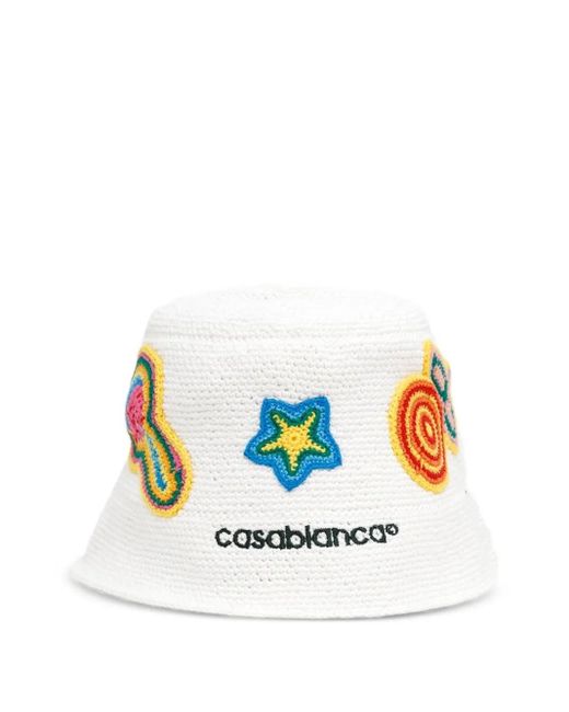 Sombrero de cubo bordado de Casablanca de color White