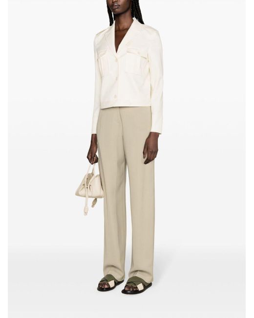 Theory White Peak-Lapels Cropped Jacket