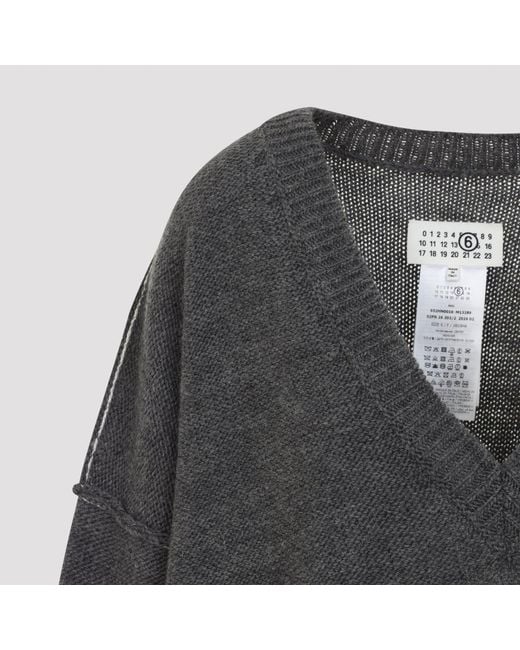 MM6 by Maison Margiela Blue V Neck Sweater