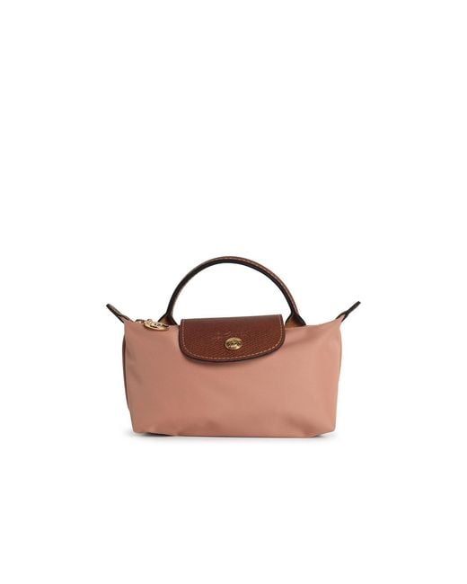 Longchamp Pink Clutch Bag With 'Le Pliage Original' Handle