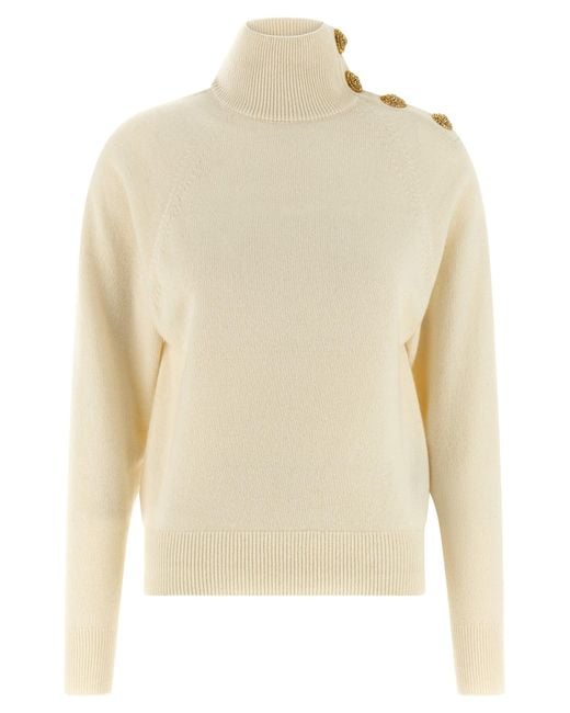 Pull À Col Montant Balmain en coloris Natural