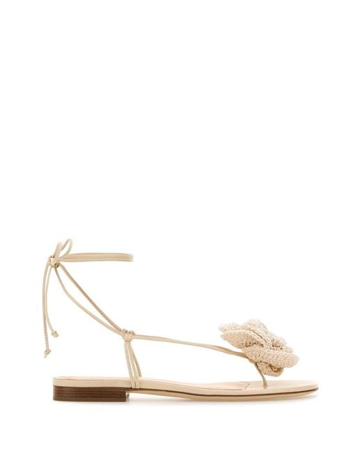 Magda Butrym White Flat Sandal Roses Crochet