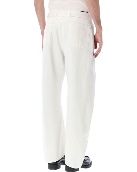 Lemaire White Twisted Denim Pants for men