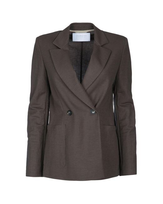 Harris Wharf London Black D.B. Blazer With Shoulder Pads Rayon