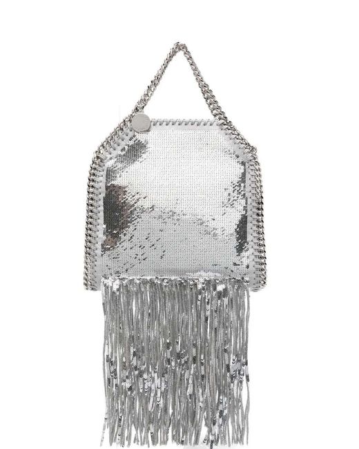 Stella McCartney Gray Falabella Mini Tote Bag With Fringe