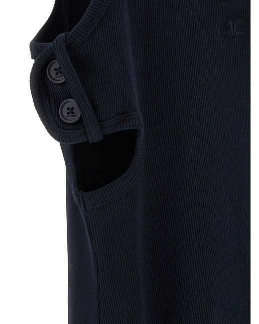 Courreges Courres 'double Buckele 90's Rib 'jurk in het Blue