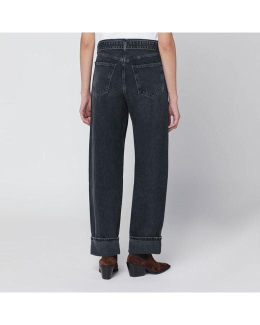 Agolde Blue Jeans Cuffer Taper Washed Effect