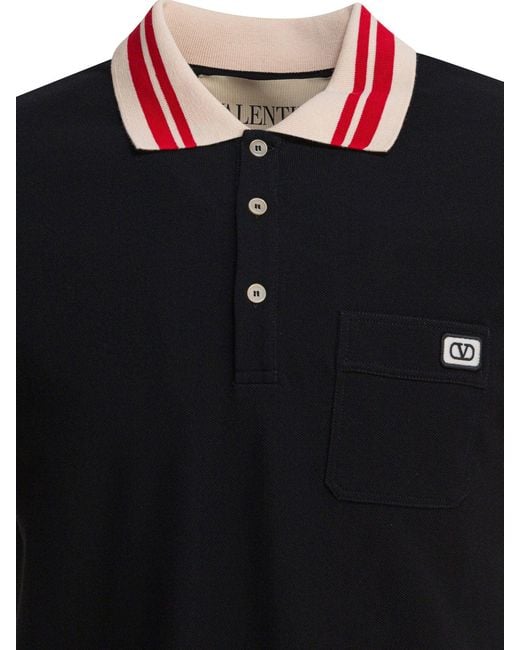 Valentino Cotton Short-sleeved Polo Shirt Polo Shirts Black for men