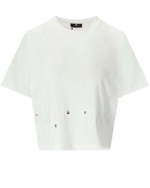 T-shirt oversize avec logo blanc Elisabetta Franchi en coloris White