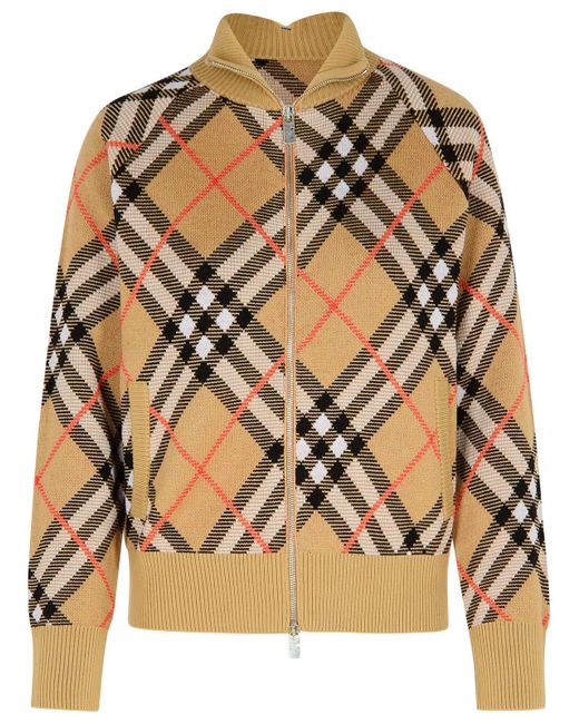 Check Pull en laine beige Burberry pour homme en coloris Marron Lyst